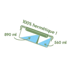 marques de renommée Grosses soldes ✔️ Boîte de Conservation en Verre avec Compartiments Rectangle 1450 ml Pebbly 😍 6