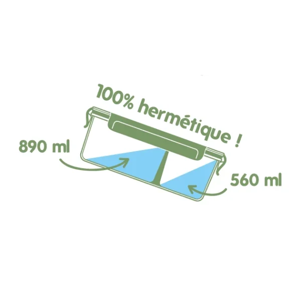 marques de renommée Grosses soldes ✔️ Boîte de Conservation en Verre avec Compartiments Rectangle 1450 ml Pebbly 😍 3