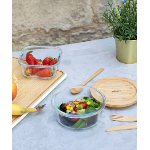 boutique en france Meilleur prix 🧨 Boîte de Conservation en Verre et Bambou Rond 620 ml Pebbly 🧨 3