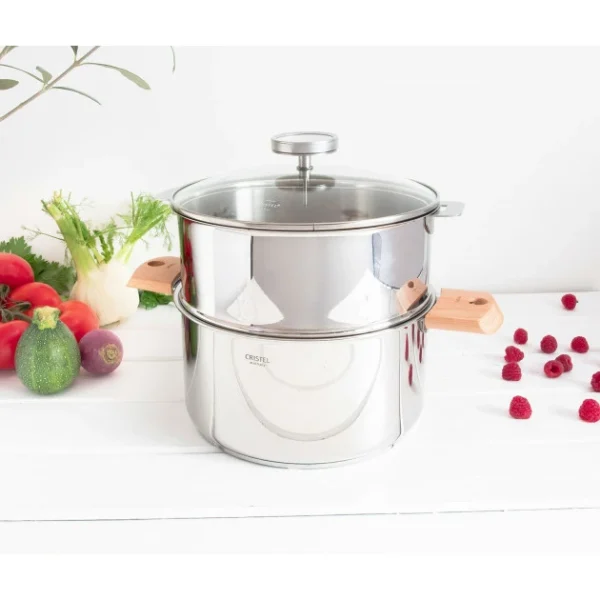 luxe soldes Top 10 🧨 Casserole et Cuit Vapeur Inox Ø 24 cm Anses Hêtre Biome Cristel 🔔 1