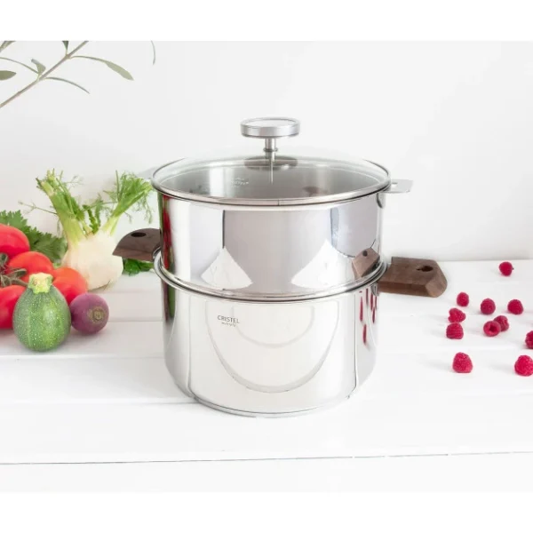 commentaire favorable Meilleure affaire 🎉 Casserole et Cuit Vapeur Inox Ø 24 cm Anses Noyer Biome Cristel 👏 1