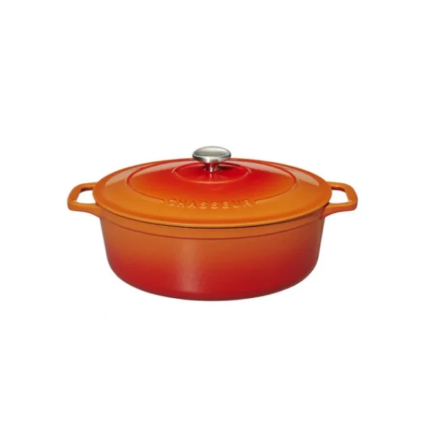 Cocotte En Fonte Ovale 31 Cm Orange Flammé Chasseur grande popularité 3