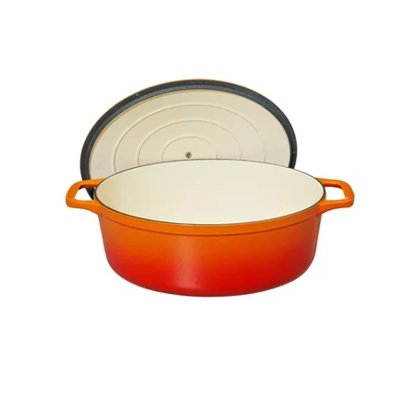 Cocotte En Fonte Ovale 31 Cm Orange Flammé Chasseur grande popularité 4