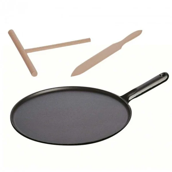 mode tendance Crêpière 30 Cm Fonte Noire Staub, Manche Fonte 1