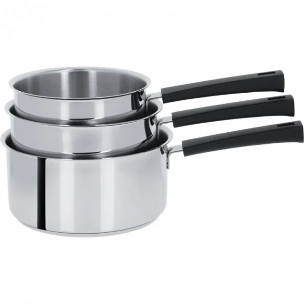 soldes ligne Lot De 3 Casseroles Inox à Poignée Noire Mutine Fixe Cristel 1