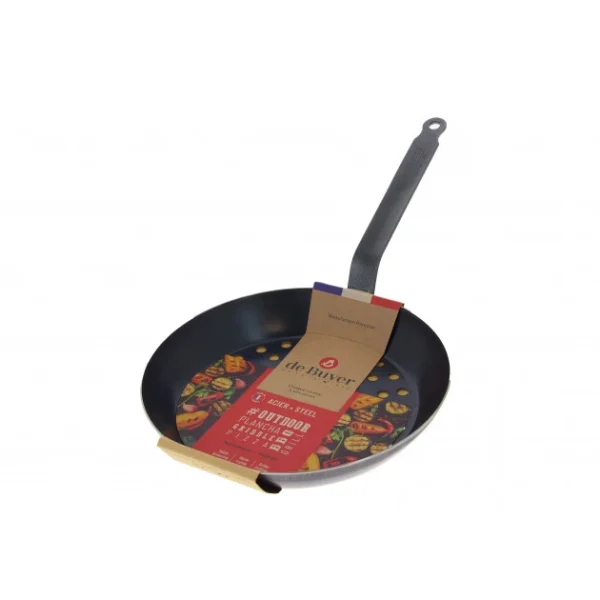 vente luxe pas cher Poêle à Légumes Perforée Tôle Bleue Ø 28 Cm Outdoor De Buyer 4