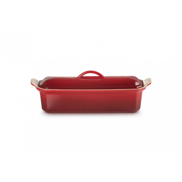 Nouveau ⌛ Terrine Rectangulaire en Céramique avec Presse 32 cm Cerise Le Creuset 😍 Paiement sécurisé 1